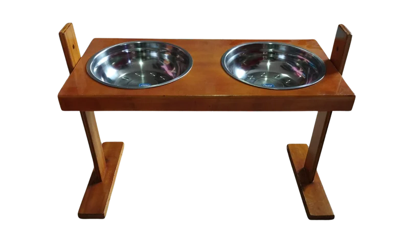 Comedero de madera para mascota — diseño natural y resistente para perros y gatos