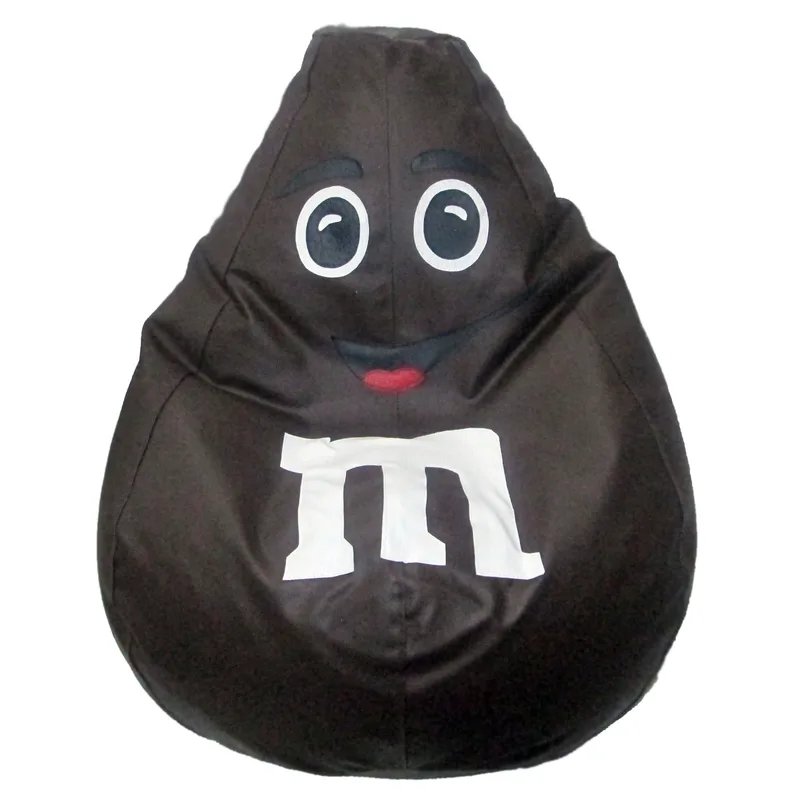 Puff tipo pera línea M&M en café fabricado en cuerotex