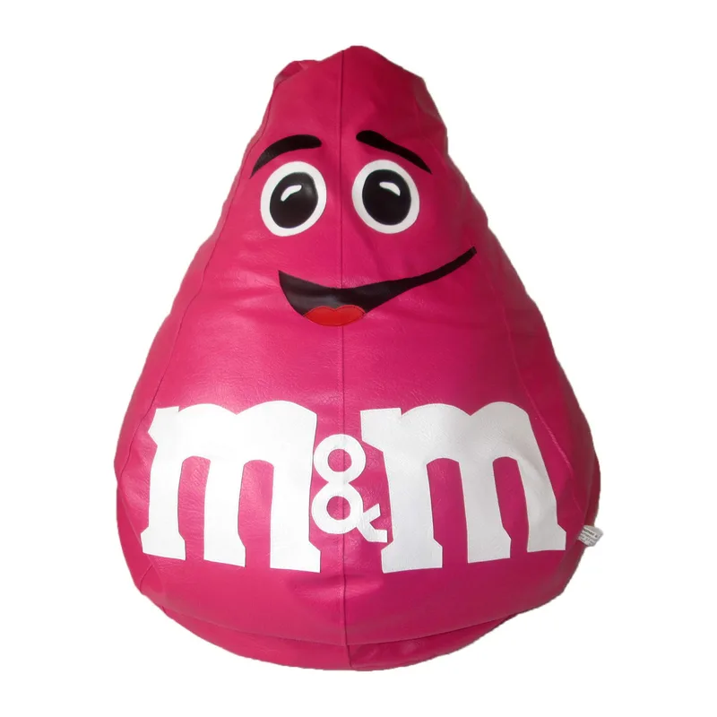Puff tipo pera línea M&M en fucsia fabricado en cuerina