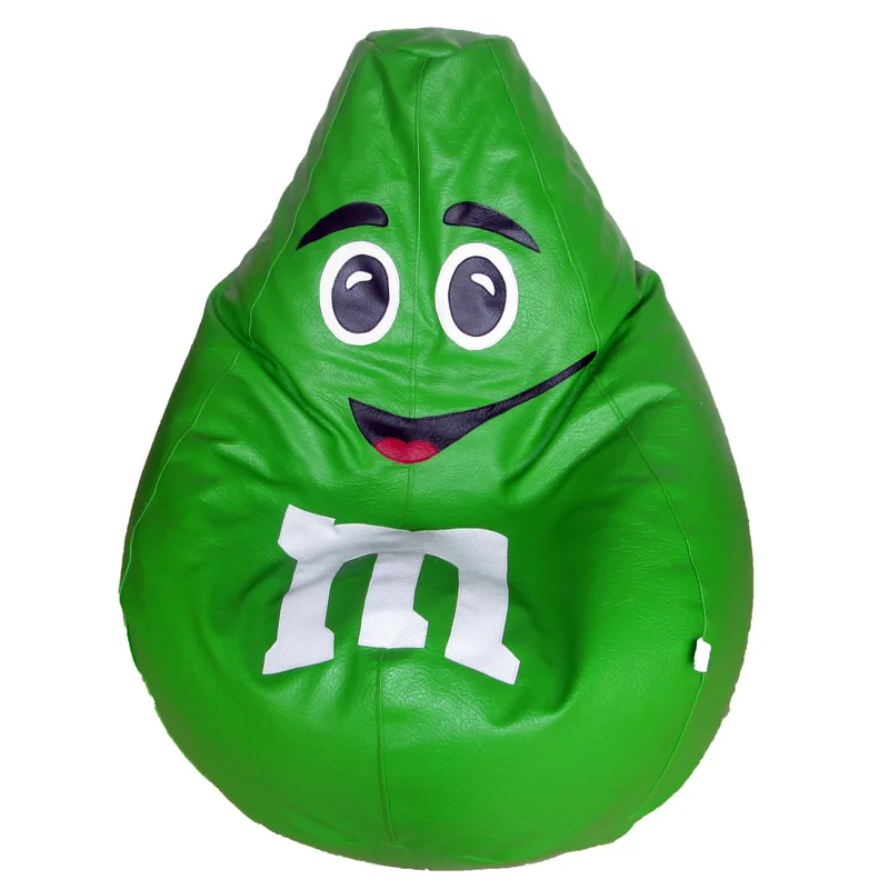 Puff Shekina diseño M&M verde en ecocuero