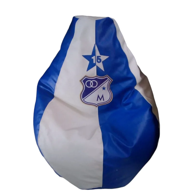 Puff tipo pera con diseño del Club Millonarios FC